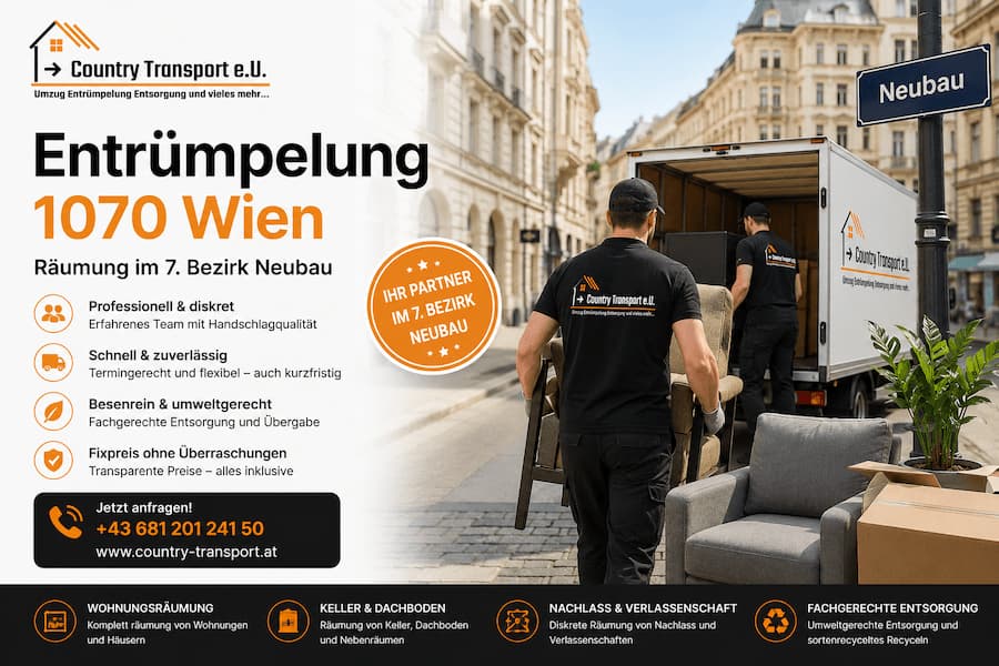 Entrümpelung 1070 Wien mit Country Transport im Bezirk Neubau