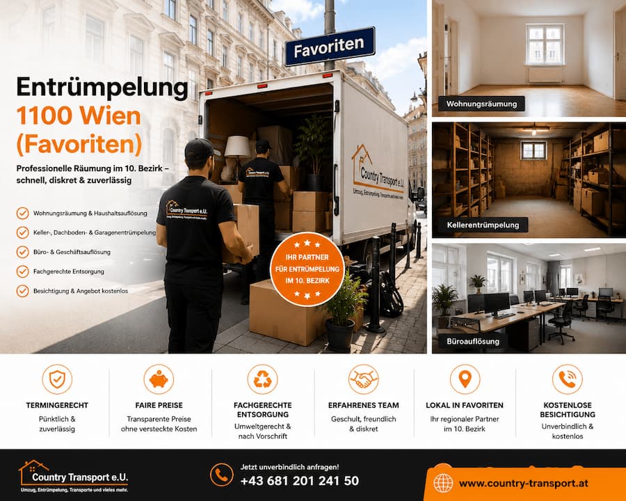 Entrümpelung 1100 Wien (Favoriten) – professionelle Räumung mit Country Transport