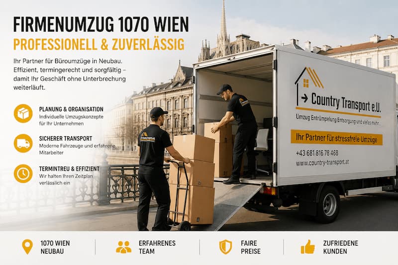 Firmenumzug 1070 Wien – professionelle Büroübersiedlung in Neubau mit Country Transport e.U.